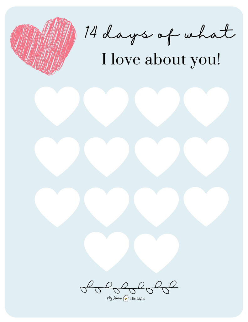 14 days of what I love about you Scratch Off Print